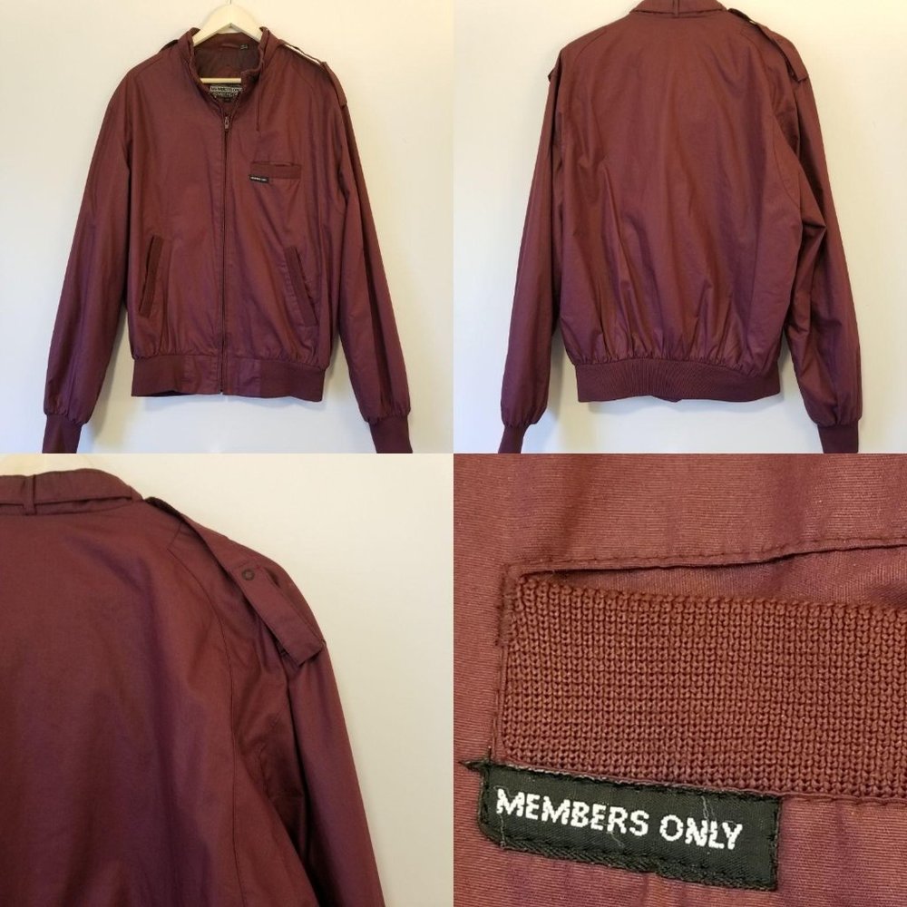 Members Only Jacket. Burgundy. Vintage. Size Large